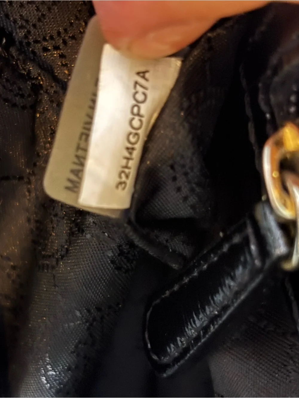 Michael Kors Black Patent Leather Crossbody with Chain Accent